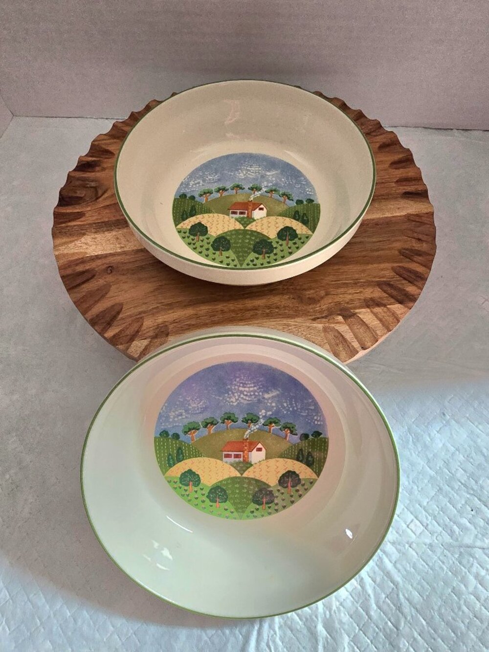 Set Of 2 Sangostone Country Cottage Soup/Cereal Bowls #3645 EUC  6 1/2" Vintage.